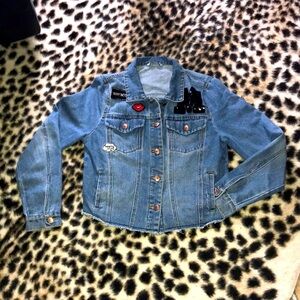 Highway jeans letterman “M” patch Denim jacket L
